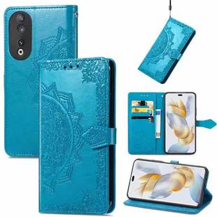 For Honor 90 Pro 5G Mandala Flower Embossed Leather Phone Case(Blue)