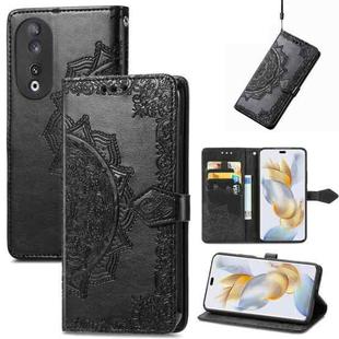 For Honor 90 Pro 5G Mandala Flower Embossed Leather Phone Case(Black)