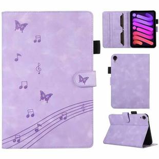 For iPad mini 6 Staff Music Embossed Smart Leather Tablet Case(Purple)