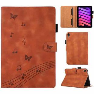 For iPad mini 6 Staff Music Embossed Smart Leather Tablet Case(Brown)