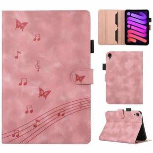 For iPad mini 6 Staff Music Embossed Smart Leather Tablet Case(Pink)