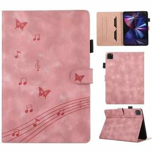 For iPad Pro 12.9 2022 / 2021 / 2020 Staff Music Embossed Smart Leather Tablet Case(Pink)