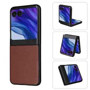 For Motorola Moto Razr 50 PU Leather PC Phone Case(Brown)