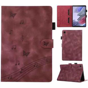 For Samsung Galaxy Tab S5e T720 Staff Music Embossed Smart Leather Tablet Case(Wine Red)