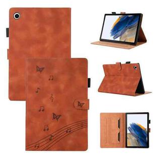 For Samsung Galaxy Tab A8 X200 Staff Music Embossed Smart Leather Tablet Case(Brown)