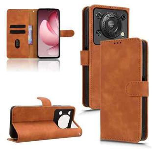 For Oukitel C60 Pro / C60 Skin Feel Magnetic Flip Leather Phone Case(Brown)