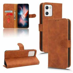 For UMIDIGI C2 / C1 / C1 Max Skin Feel Magnetic Flip Leather Phone Case(Brown)