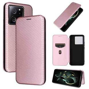 For Xiaomi Redmi K60 Ultra Carbon Fiber Texture Flip Leather Phone Case(Pink)