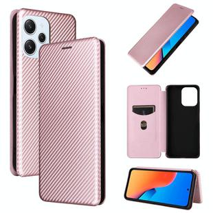 For Xiaomi Redmi 12R / Poco M6 Pro Carbon Fiber Texture Flip Leather Phone Case(Pink)