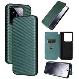 For Xiaomi 14 Pro Carbon Fiber Texture Flip Leather Phone Case(Green)