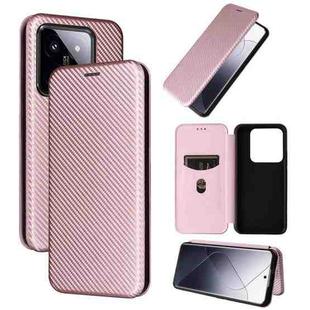 For Xiaomi 14 Carbon Fiber Texture Flip Leather Phone Case(Pink)