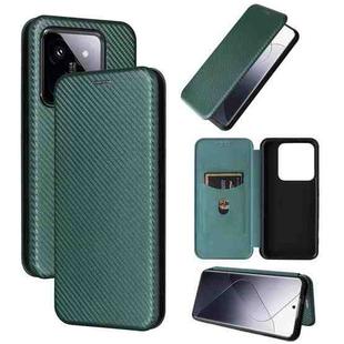 For Xiaomi 14 Carbon Fiber Texture Flip Leather Phone Case(Green)