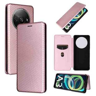 For Xiaomi Redmi A3 4G Carbon Fiber Texture Flip Leather Phone Case(Pink)