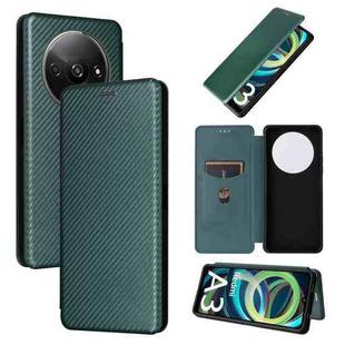 For Xiaomi Redmi A3 4G Carbon Fiber Texture Flip Leather Phone Case(Green)