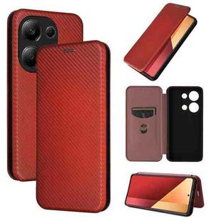 For Xiaomi Redmi Note 13 Pro / M6 Pro 4G Carbon Fiber Texture Flip Leather Phone Case(Brown)