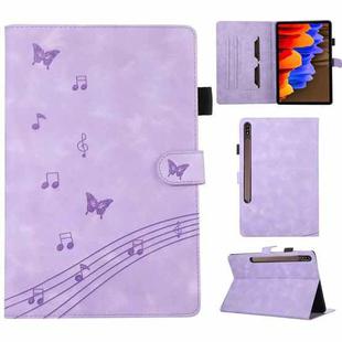 For Samsung Galaxy Tab S7+ / S8+ Staff Music Embossed Leather Tablet Case(Purple)
