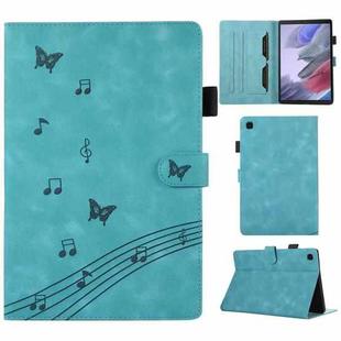 For Samsung Galaxy Tab A7 X500 Staff Music Embossed Leather Tablet Case(Blue)