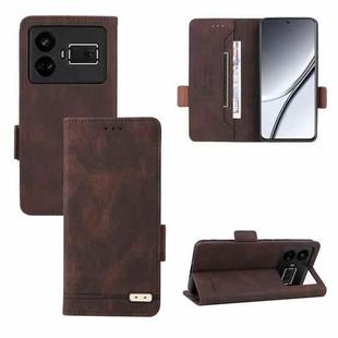 For Realme GT5 5G Magnetic Clasp Leather Phone Case(Brown)