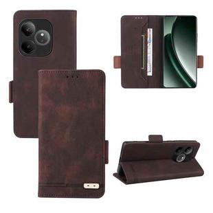 For Realme GT 6 / GT 6T Magnetic Clasp Leather Phone Case(Brown)