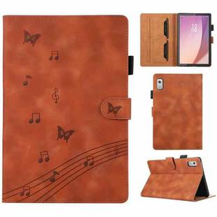 For Lenovo Tab M9 2023 Staff Music Embossed Leather Tablet Case(Brown)