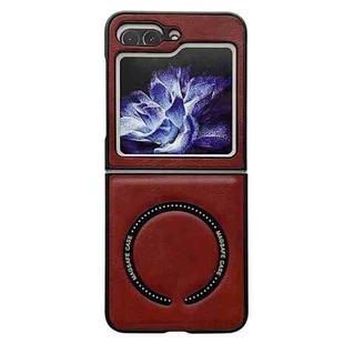 For Samsung Galaxy Z Flip5 Crazy Horse Texture Magnetic Magsafe PU Phone Case(Red)