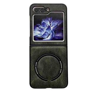 For Samsung Galaxy Z Flip5 Crazy Horse Texture Magnetic Magsafe PU Phone Case(Green)