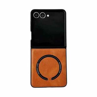 For Samsung Galaxy Z Flip7 5G Crazy Horse Texture Magnetic Magsafe PU Phone Case(Orange)