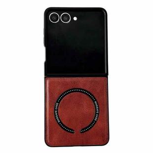 For Samsung Galaxy Z Flip7 5G Crazy Horse Texture Magnetic Magsafe PU Phone Case(Red)