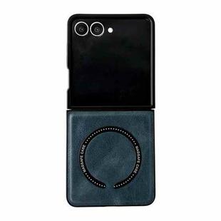 For Samsung Galaxy Z Flip7 5G Crazy Horse Texture Magnetic Magsafe PU Phone Case(Blue)