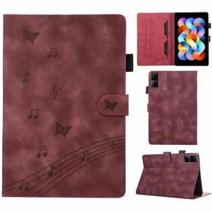 For Xiaomi Redmi 10.61 2022 Staff Music Embossed Leather Tablet Case(Wine Red)