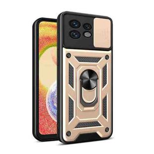 For Motorola Edge 40 Pro Sliding Camera Cover Design TPU Hybrid PC Phone Case(Gold)