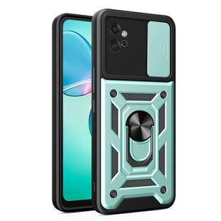 For Motorola Moto G32 Sliding Camera Cover Design TPU Hybrid PC Phone Case(Mint Green)