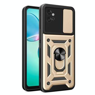 For Motorola Moto G32 Sliding Camera Cover Design TPU Hybrid PC Phone Case(Gold)