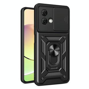 For Motorola Moto G84 Sliding Camera Cover Design TPU Hybrid PC Phone Case(Black)