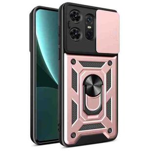 For Motorola Edge 50 Pro Global Sliding Camera Cover Design TPU Hybrid PC Phone Case(Rose Gold)