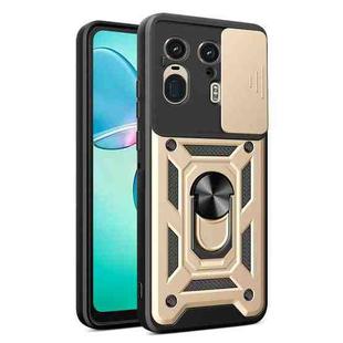 For Motorola Edge 50 Ultra Sliding Camera Cover Design TPU Hybrid PC Phone Case(Gold)