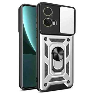 For Motorola Moto G85 / S50 Neo Sliding Camera Cover Design TPU Hybrid PC Phone Case(Silver)