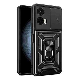 For Motorola Moto G35 5G Global Sliding Camera Cover Design TPU Hybrid PC Phone Case(Black)