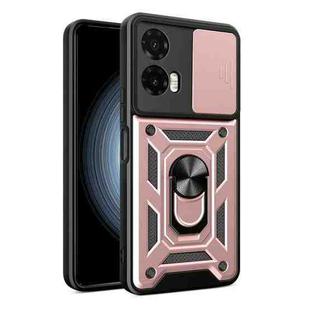 For Motorola Moto G35 5G Global Sliding Camera Cover Design TPU Hybrid PC Phone Case(Rose Gold)