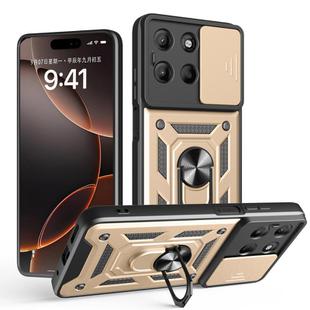 For Motorola Moto G15 Sliding Camera Cover Design TPU+PC Phone Case(Gold)