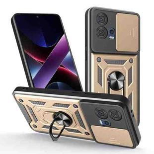 For Motorola Edge 30 Fusion Sliding Camera Cover Design TPU Hybrid PC Phone Case(Gold)