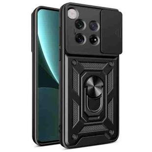 For OnePlus 12 5G Global Sliding Camera Cover Design TPU Hybrid PC Phone Case(Black)