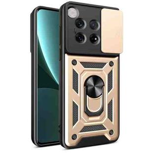 For OnePlus 12 5G Global Sliding Camera Cover Design TPU Hybrid PC Phone Case(Gold)