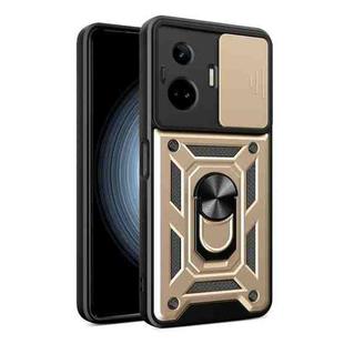 For Realme GT3 5G Sliding Camera Cover Design TPU Hybrid PC Phone Case(Gold)