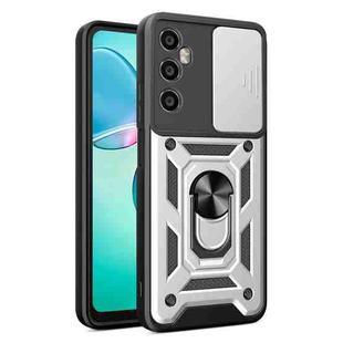 For Realme C65 4G Sliding Camera Cover Design TPU Hybrid PC Phone Case(Silver)