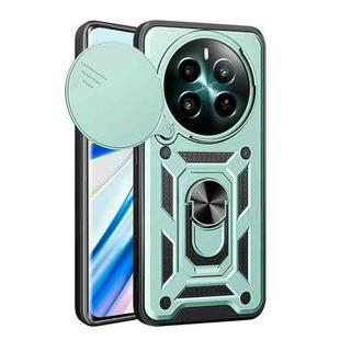For Realme 12+ 5G Global Sliding Camera Cover Design TPU Hybrid PC Phone Case(Mint Green)