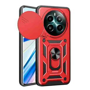 For Realme 12+ 5G Global Sliding Camera Cover Design TPU Hybrid PC Phone Case(Red)