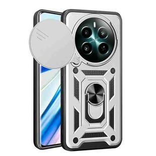 For Realme 12+ 5G Global Sliding Camera Cover Design TPU Hybrid PC Phone Case(Silver)