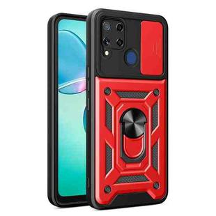 For Realme C25 / C15 Sliding Camera Cover Design TPU Hybrid PC Phone Case(Red)