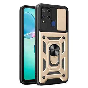 For Realme C25 / C15 Sliding Camera Cover Design TPU Hybrid PC Phone Case(Gold)